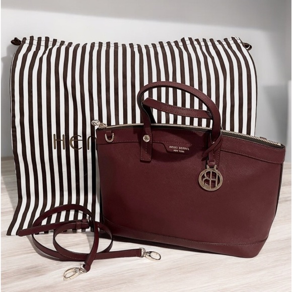 henri bendel Handbags - Henri Bendel NWOT Saffiano Leather Satchel & Crossbody - Burgundy + Dust Bag